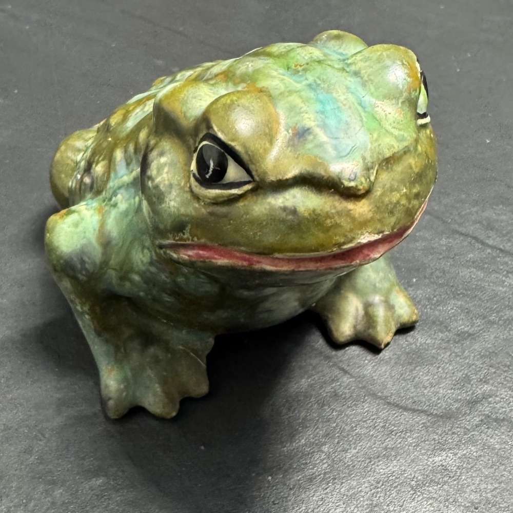 Don Lewis Studio Pottery Toad Figurine Signed Ceramic Green Turquoise Frog Art